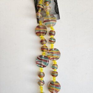 Yellow Glass Bead Strand, Jewelry Making Beads, Destash